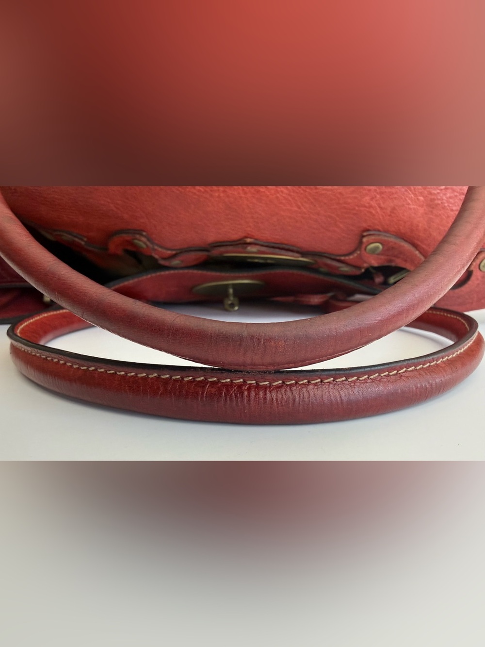 MULBERRY Bayswater Tooled Red Leather Satchel Bag - Picture 6 of 11